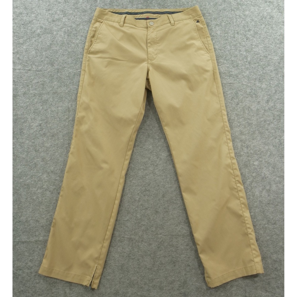 Bonobos Maide Pants Mens 33 Beige Chino Flat Front Mid Rise Split Hem Straight